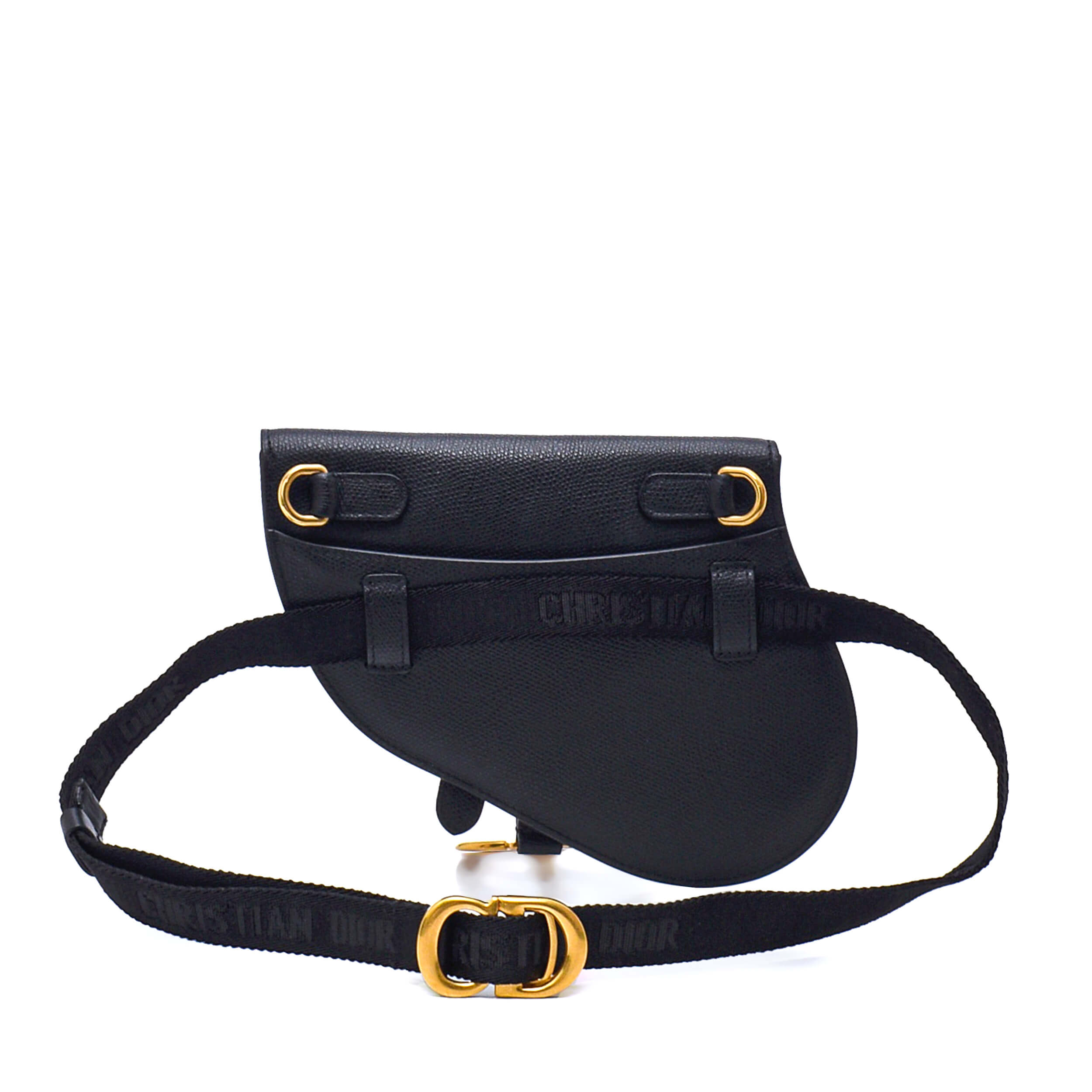 Christian Dior - Black Calfskin Leather Small Saddle Belt Bag 